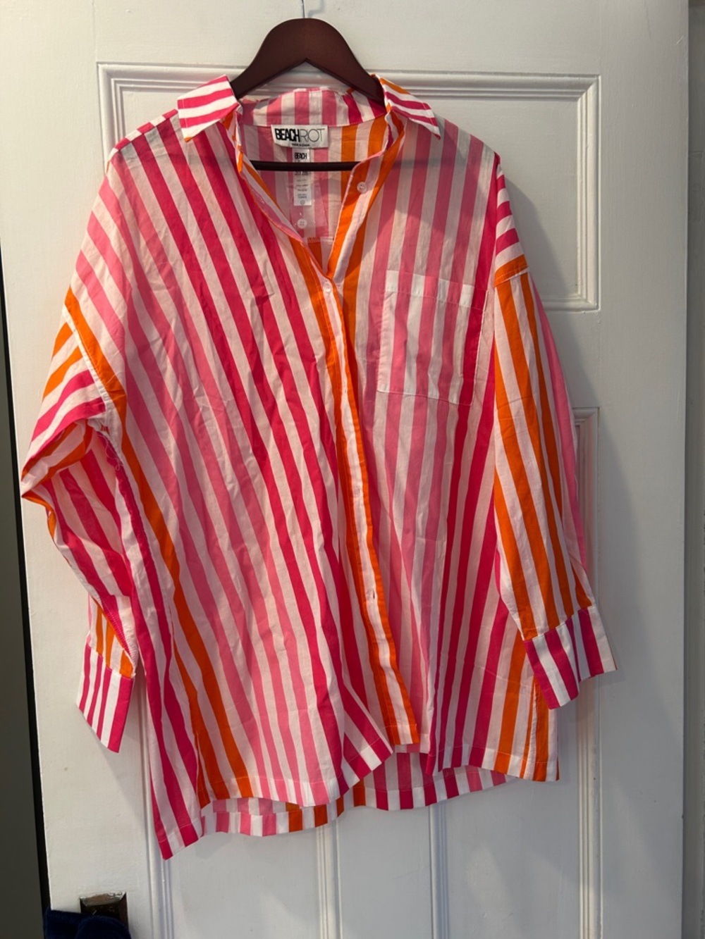 Beach Riot Pink and Orange Striped Beach Cover up